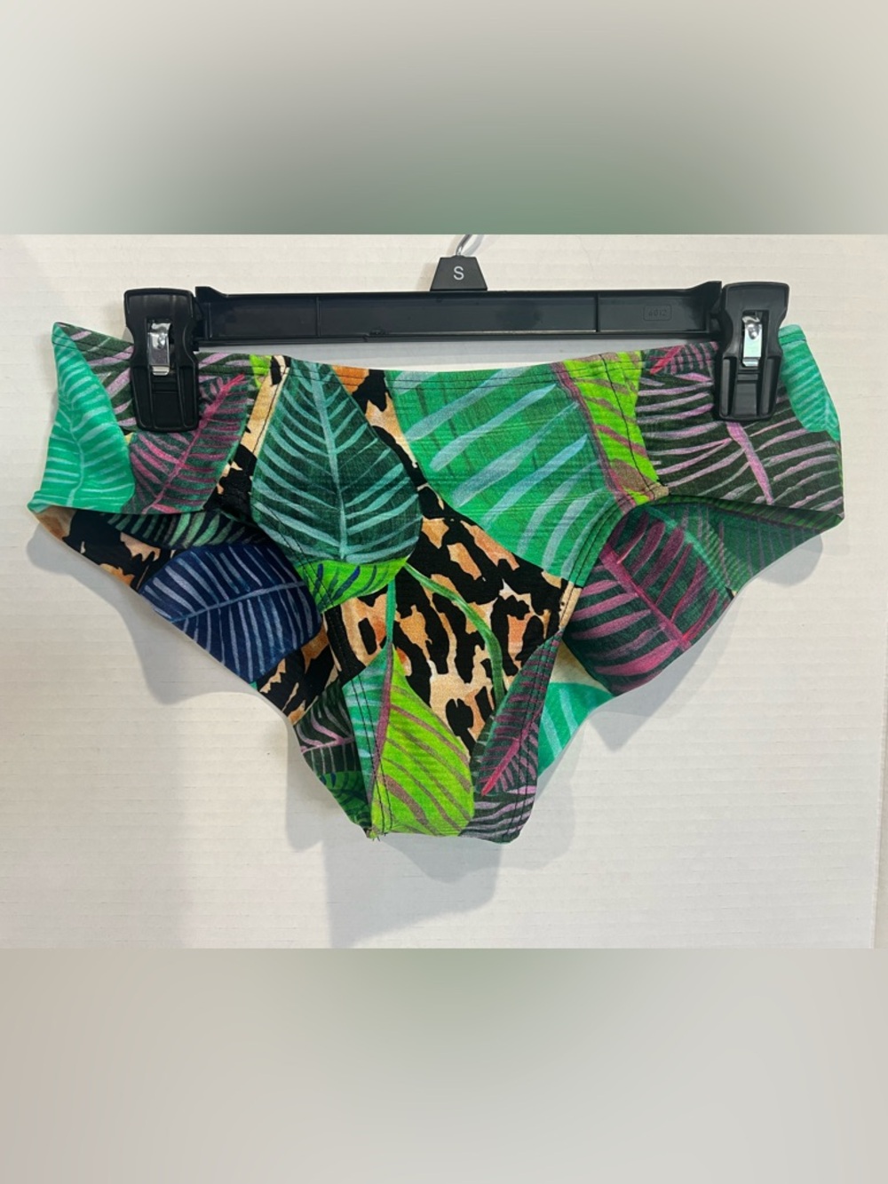 LUA MORENA Brazilian Swimwear Bottom Tanga Green/Multicolor Size Lare NEW!